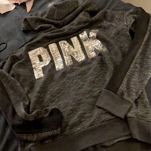 rare VSPINK BLINGmesh-arm fullzip PERFECT hood MED